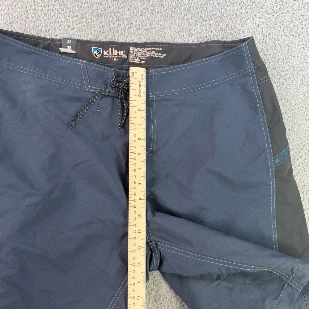 Kuhl Mutiny Technical Boardshorts‎ Mens 38 Navy Black Stretch Swim Trunks Shorts